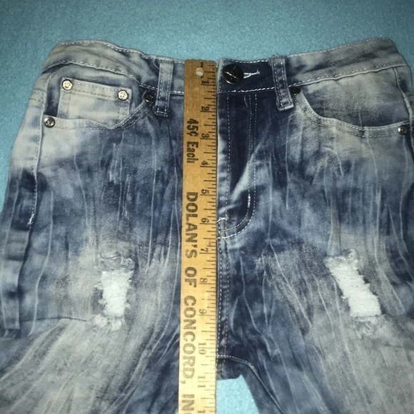VIP high waisted distressed acid wash wrinkle look Y2K jeans size 5/6 - Picture 5 of 8